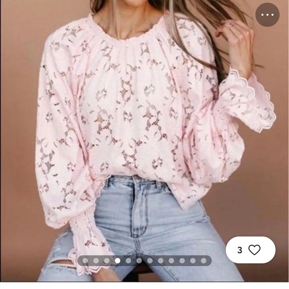 Free People Tops - Free People Olivia Lace Top in Light Pink size large